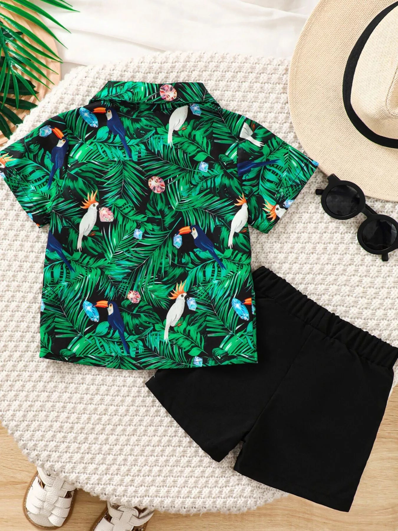 Children's Tropical Print Shirt & Shorts Set - Plush Fashion Hub