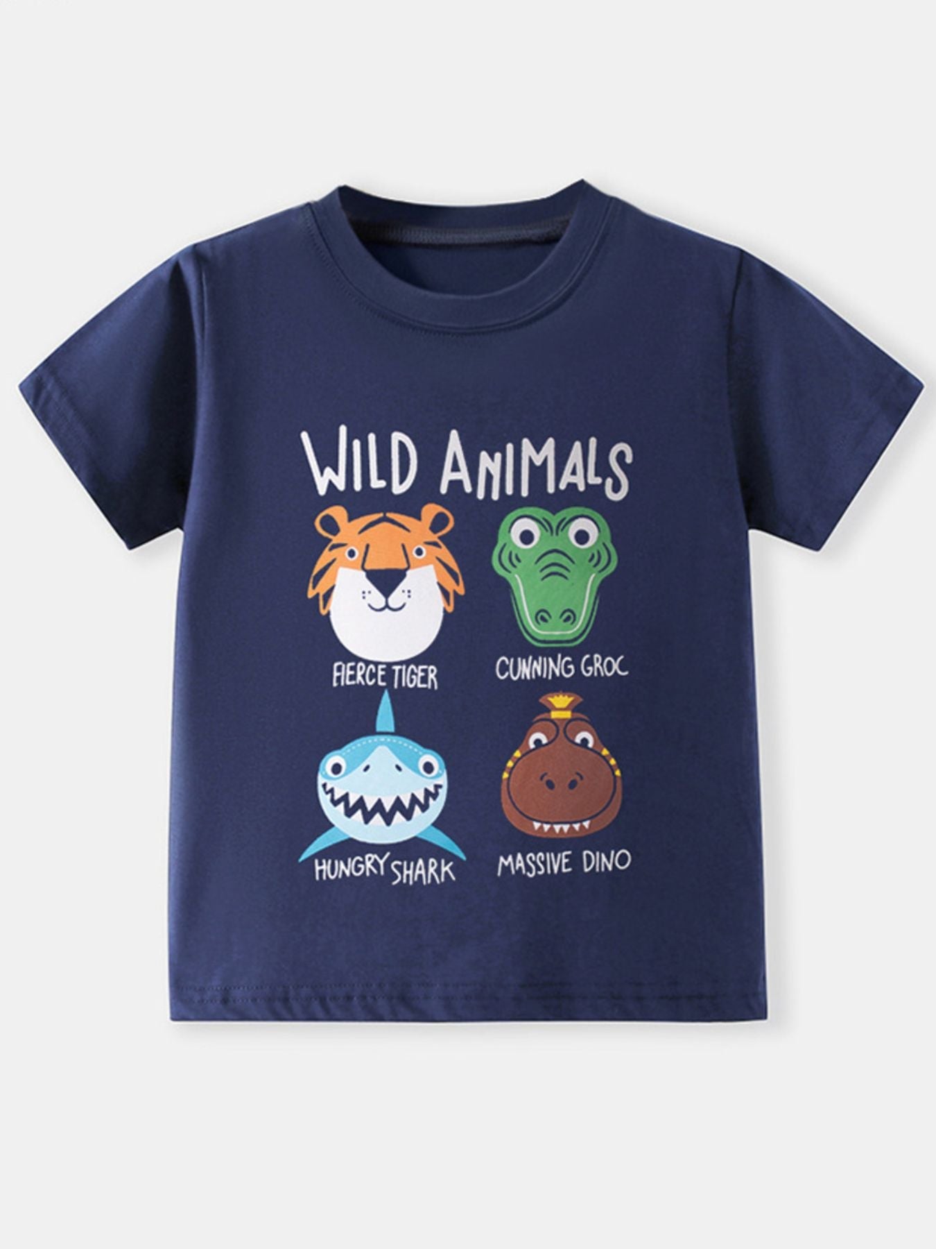 Children's Wild Animals Graphic Crew Neck T-Shirt - Plush Fashion Hub
