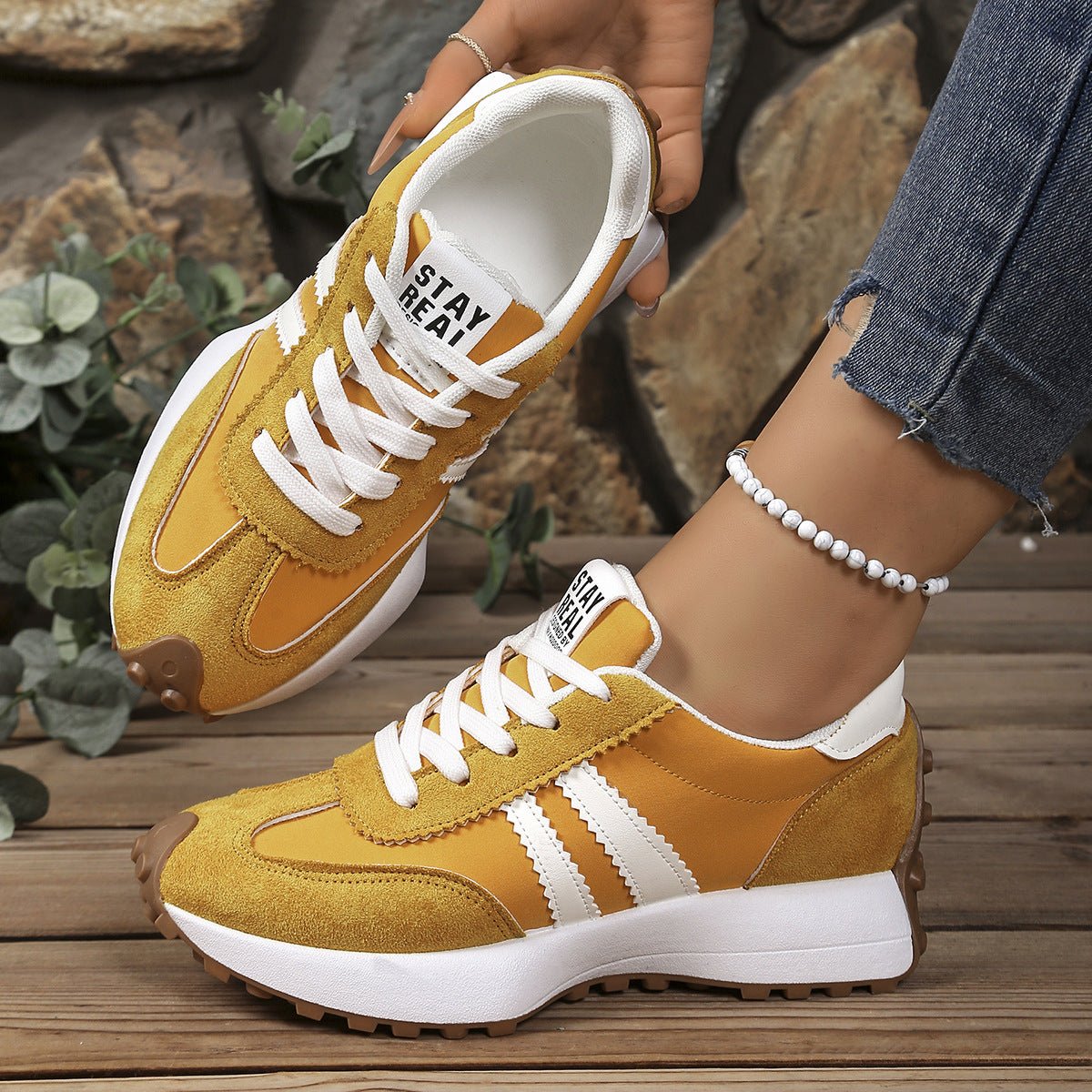 Plush Fashion Hub women's breathable sneakers with chunky thick soles, designed for comfort and style in casual wear.