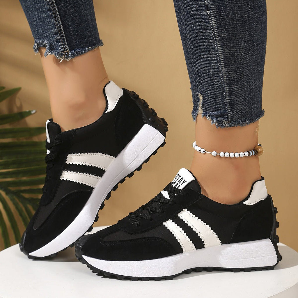 Women's chunky thick-sole breathable sneakers by Plush Fashion Hub, featuring stylish design and comfortable footwear for casual wear.
