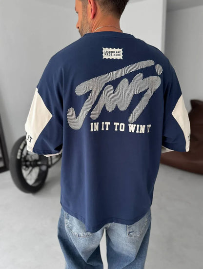 Unisex Two-Tone Collegiate Graphic Sweatshirt - Plush Fashion Hub