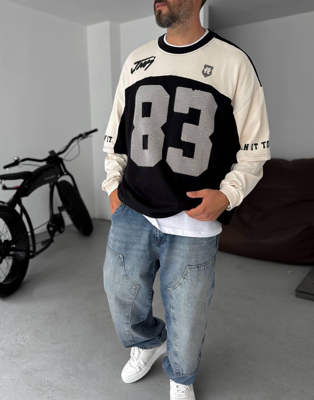 Unisex Two-Tone Collegiate Graphic Sweatshirt - Plush Fashion Hub