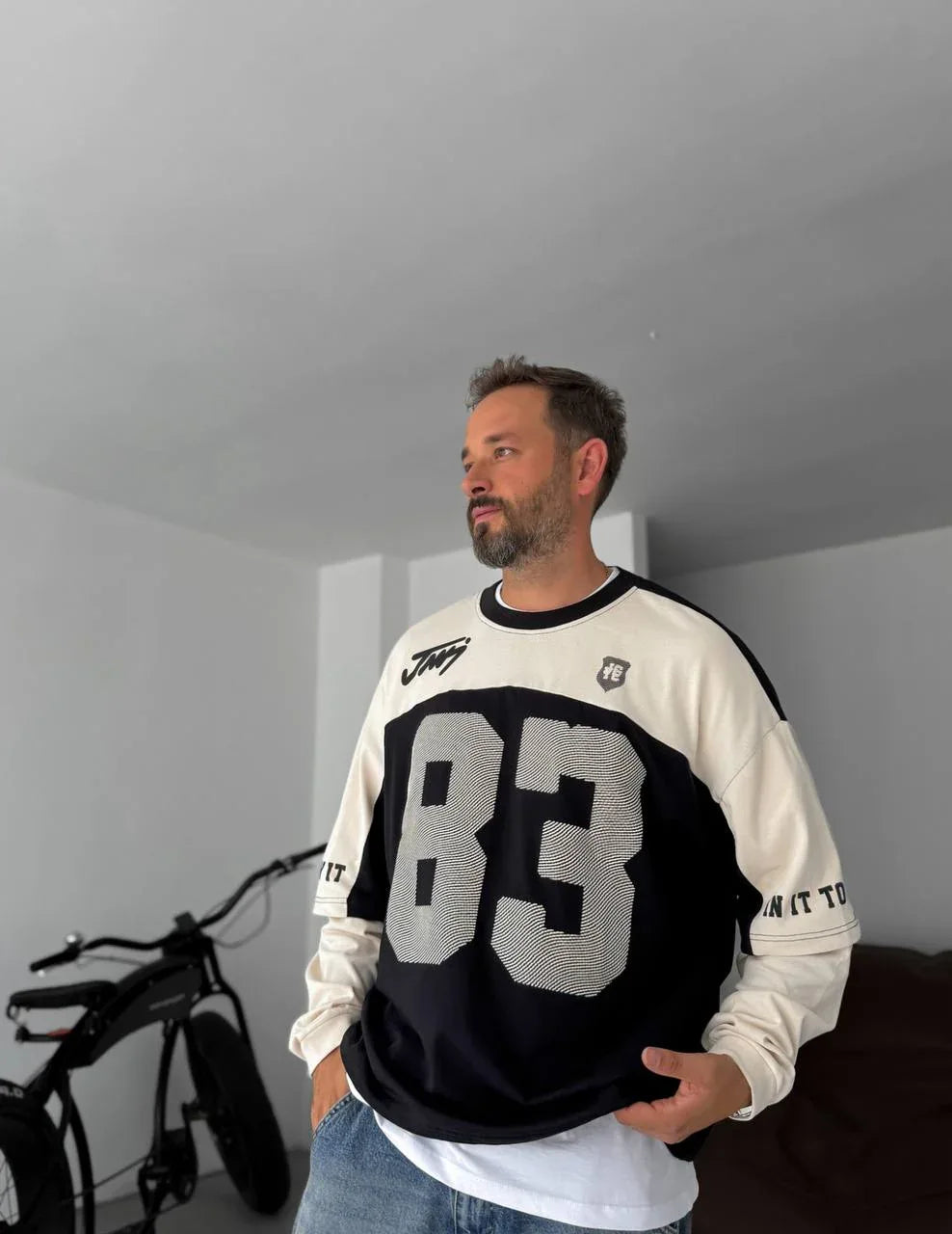 Unisex Two-Tone Collegiate Graphic Sweatshirt - Plush Fashion Hub