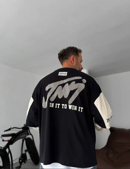 Unisex Two-Tone Collegiate Graphic Sweatshirt - Plush Fashion Hub