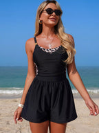 Color block women's adjustable strap one-piece swimsuit, trendy swimwear by Trendsi, perfect for beach or poolside.