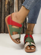 Women's contrast cutout open toe mid-heel sandals from Trendsi, featuring stylish design and comfortable heel height.