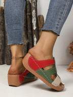 Women's contrast cutout open toe mid-heel sandals by Trendsi, stylish footwear with cutout details and open toe design.