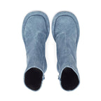 Plush Fashion Hub cowboy round toe high heels boots with Western-style design and leather finish, perfect for stylish outdoor looks.