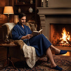 Men's plush waffle piping robe from Plush Fashion Hub, featuring cozy fabric, white piping details, and a relaxed fit.