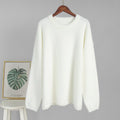 Bella Mia crew neck pullover sweater in solid color, casual loose fit for autumn and winter, simple and cozy.