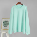 Bella Mia crew neck pullover sweater in solid color, perfect for autumn and winter, casual and loose fit.