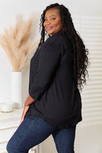 Women's lightweight draped open-front cardigan with 3/4 sleeves, casual style, soft fabric, and relaxed fit.