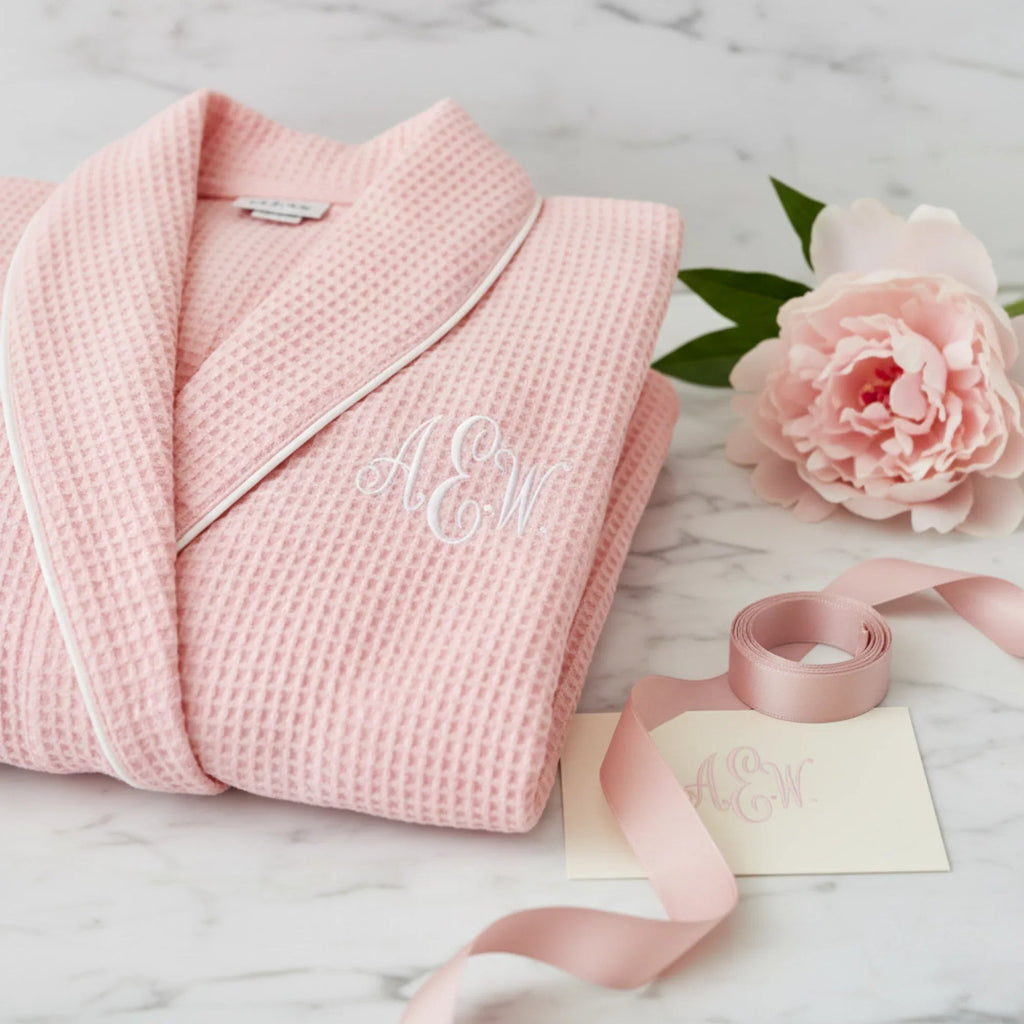 Lightweight women’s waffle piping bathrobe by Plush Fashion Hub, spa-style comfort with a cozy, textured fabric design.