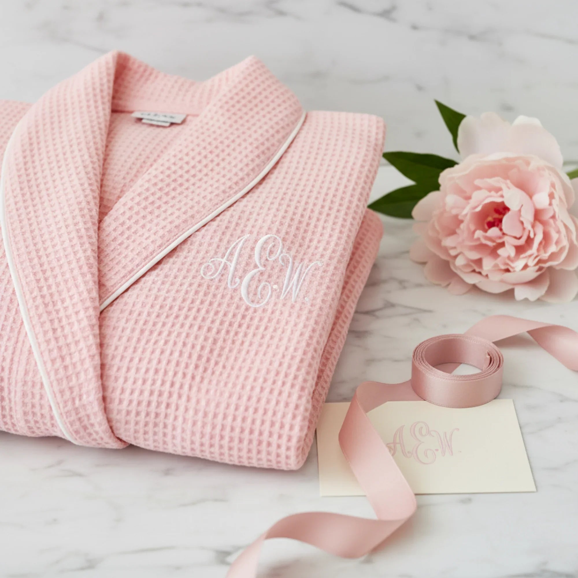 Lightweight women’s waffle piping bathrobe by Plush Fashion Hub, spa-style comfort with a cozy, textured fabric design.