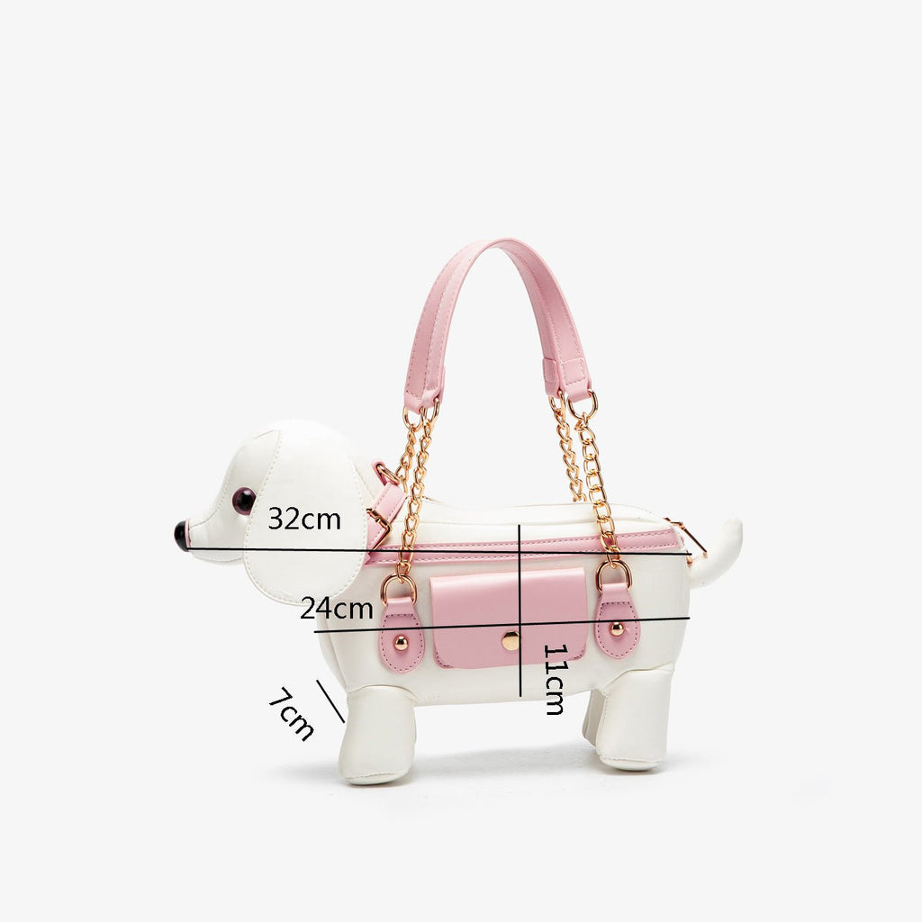 Cute teddy dog-shaped crossbody bag from Plush Fashion Hub, featuring soft plush material and a playful design.