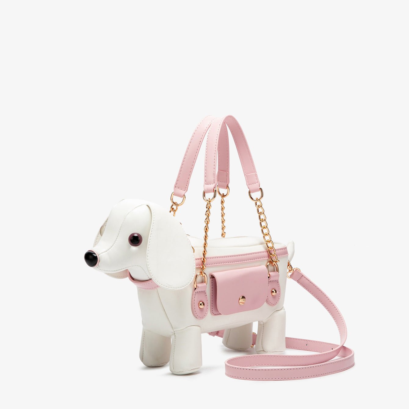 Cute teddy dog-shaped plush crossbody bag by Plush Fashion Hub, featuring detailed bear face and strap for casual wear.