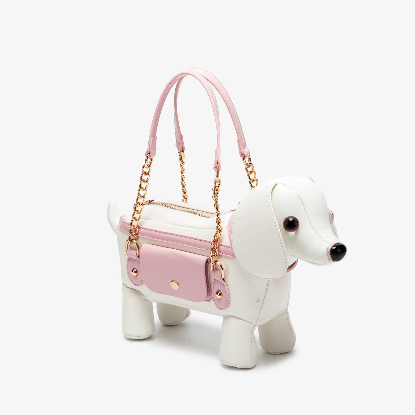 Cute teddy dog-shaped crossbody bag from Plush Fashion Hub, featuring soft plush material and adorable dog design.