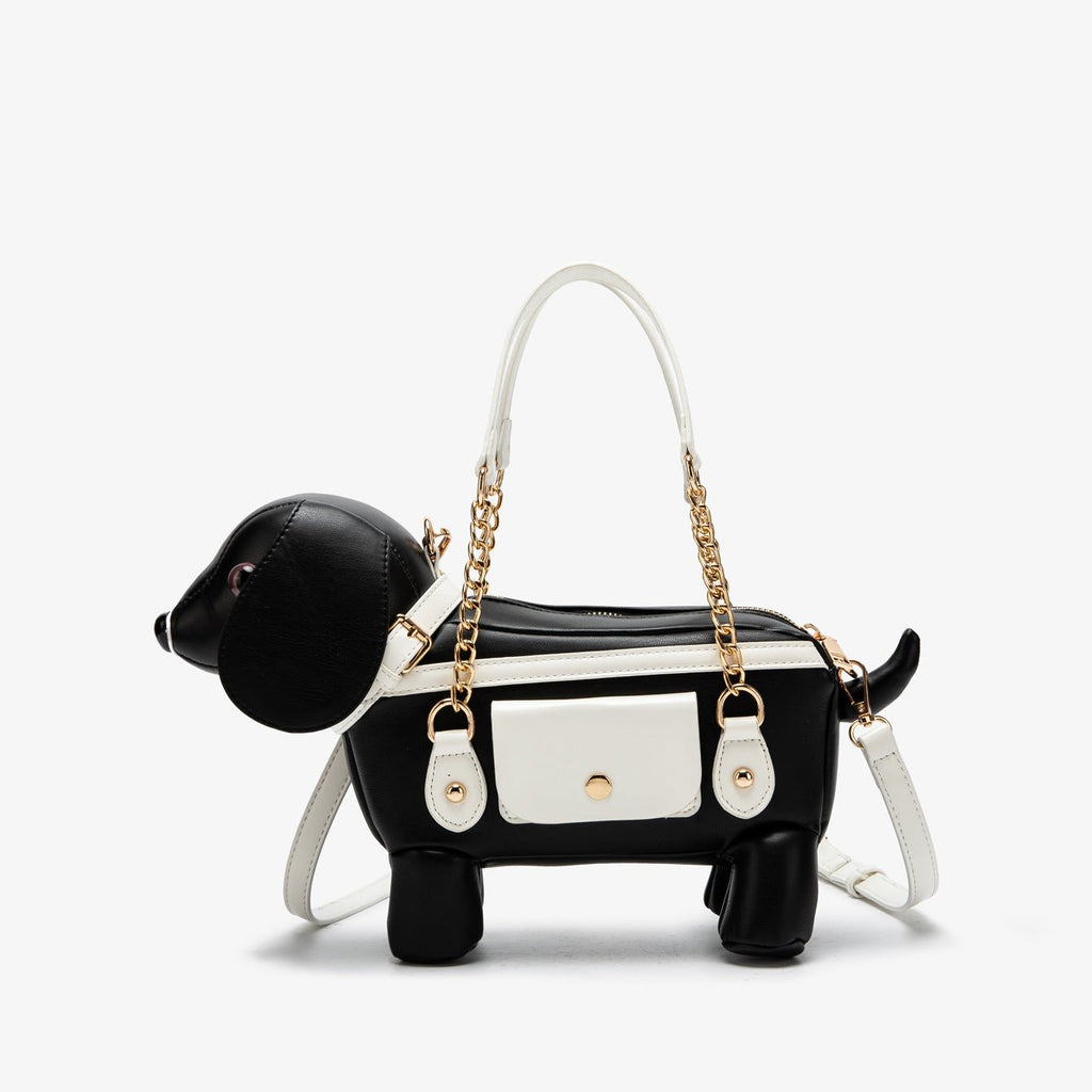 Cute teddy dog-shaped crossbody bag by Plush Fashion Hub, featuring plush fabric and adjustable strap for casual wear.