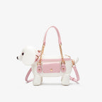 Cute teddy dog-shaped crossbody bag from Plush Fashion Hub, featuring soft plush material and a playful design.