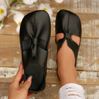 Women's trendy faux leather flat sandals with cutout design, perfect for summer, by Trendsi.