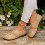 Women's trendy faux leather cutout flat sandals from Trendsi, featuring open-toe design and comfortable summer footwear style.