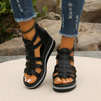 Women's rhinestone cutout wedge sandals with sparkling embellishments and comfortable design, perfect for stylish summer outfits.