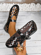Women's vegan leather flat sandals with cutout design and round toe, comfortable everyday shoes by Trendsi.