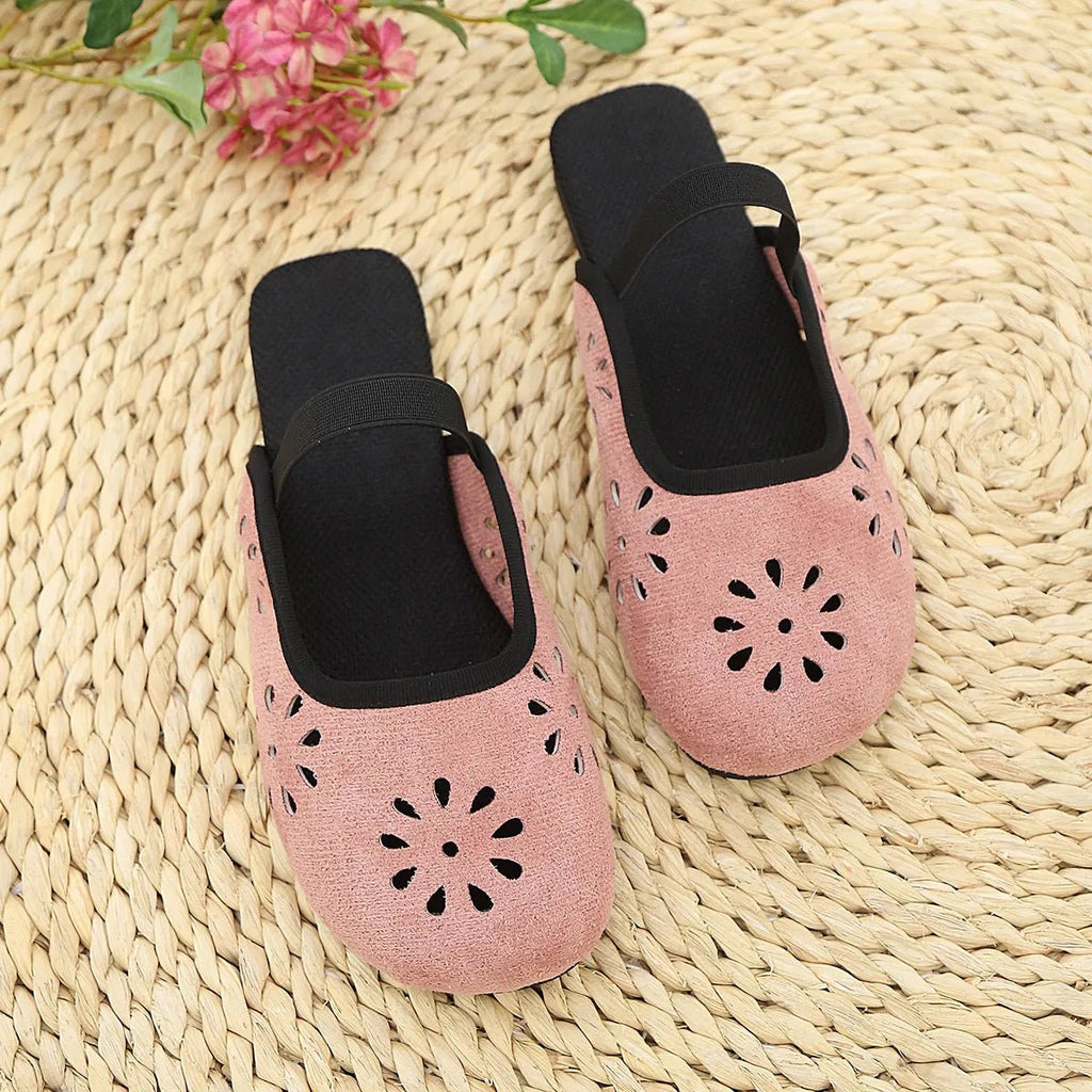 Women's slip-on flats with round toe and cutout design in premium PU leather, stylish and comfortable shoe by Trendsi.