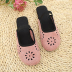 Women's slip-on flats with round toe and cutout design in premium PU leather, stylish and comfortable shoe by Trendsi.