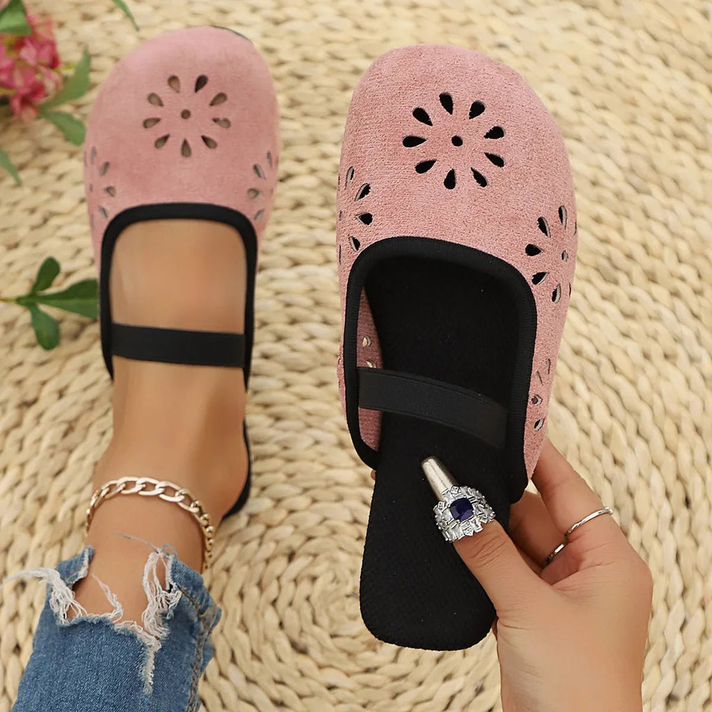 Women's slip-on flats with cutout design and round toe in premium PU leather, stylish and comfortable shoe by Trendsi.