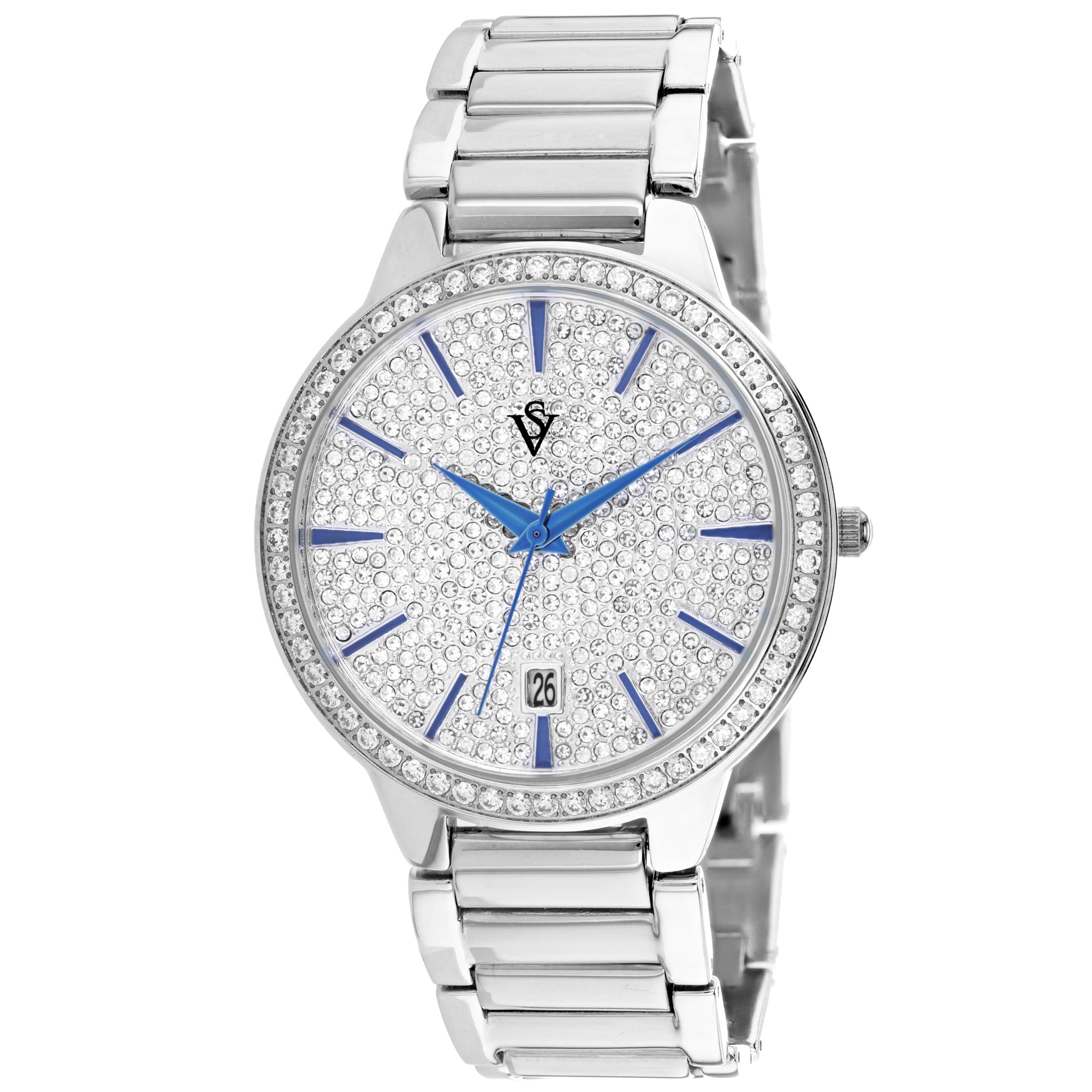 Christian Van Sant Women's Alessia watch with silver-tone band and round face, showcasing elegant jewelry design.