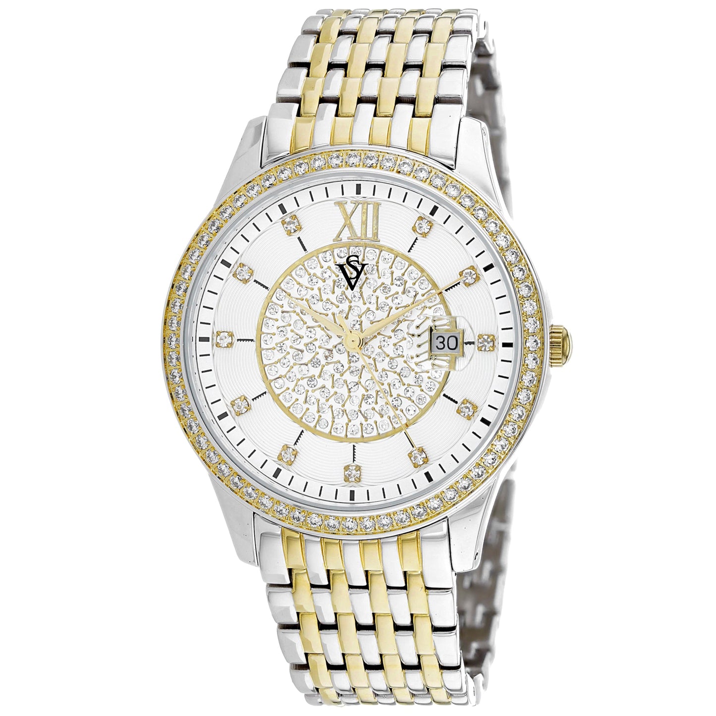Christian Van Sant Women's Carla watch with a sleek silver band and round dial, displayed on a white background.