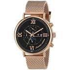 Christian Van Sant Men's Somptueuse LTD watch with a sleek silver dial and black leather strap, displaying a luxurious, modern design.