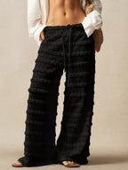 Lace drawstring wide-leg pants by Shopimist featuring lightweight fabric, relaxed fit, and delicate lace details.