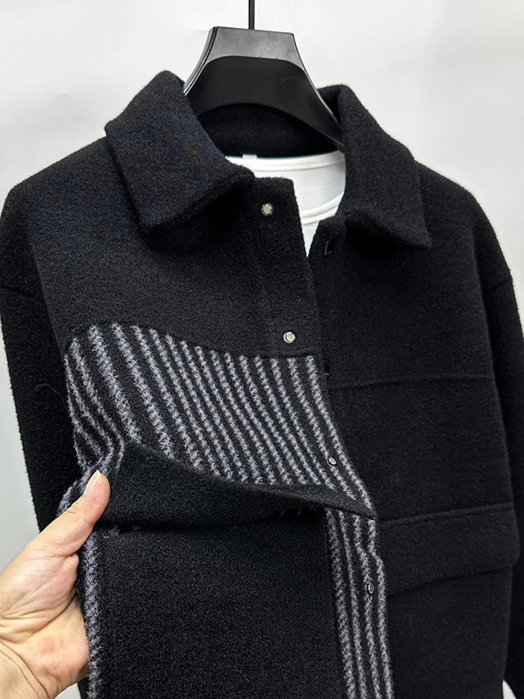 Men's plus size button-up long sleeve jacket by Shopimist, shown in a stylish, casual fit with front buttons and a classic collar.