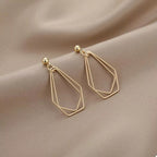 18K gold-plated alloy geometric wire drop earrings with modern design, featuring sleek, minimalist shapes for stylish wear.