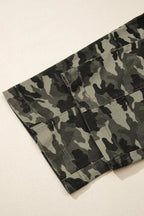 Camouflage print women's denim pants with multiple pockets, stylish and functional, from Shopimist.