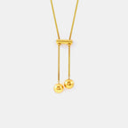 18K gold-plated titanium steel hollow bead necklace with round beads, designed by Shopimist for a stylish, modern look.