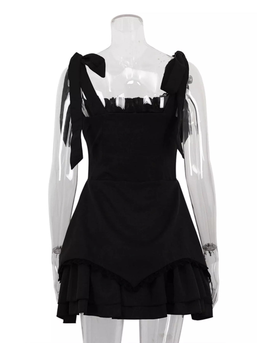 Shopimist tie-shoulder ruffled mini dress with sleeveless design and floral print, perfect for summer and casual occasions.