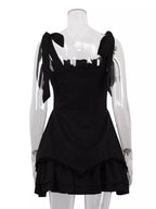 Shopimist tie-shoulder ruffled mini dress with sleeveless design and floral print, perfect for summer and casual occasions.