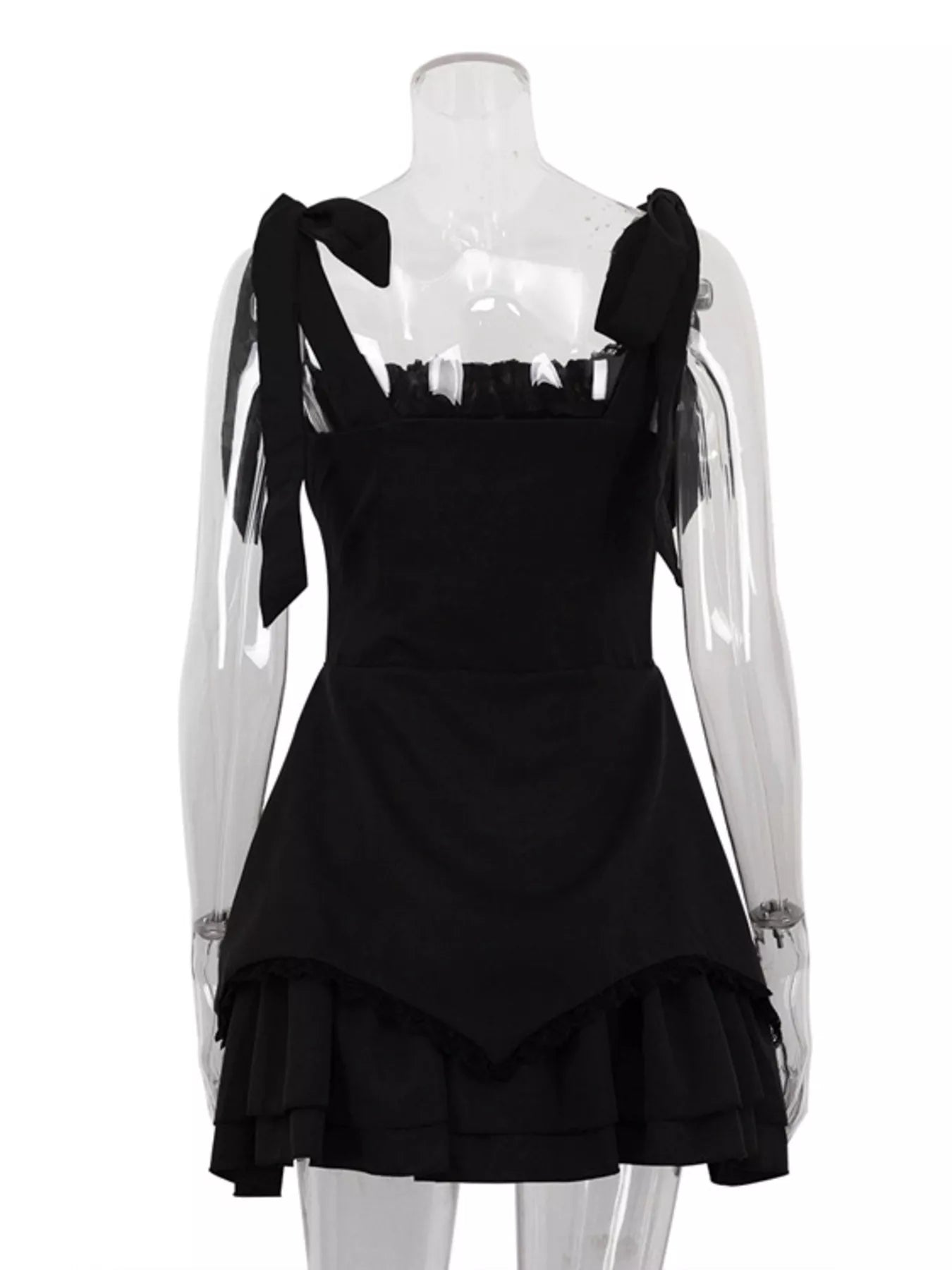 Shopimist tie-shoulder ruffled mini dress with sleeveless design and floral print, perfect for summer and casual occasions.