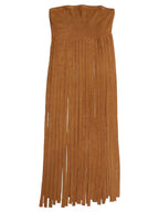 Rings fringe trim tube top in a trendy design with decorative ring accents and fringe details, styled on a white background.