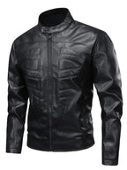 Full size men's leather zip-up jacket by Shopimist, featuring a classic design and durable leather material.