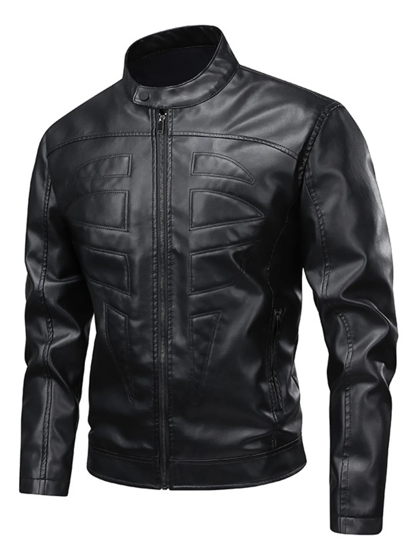 Full size men's leather zip-up jacket by Shopimist, featuring a classic design and durable leather material.