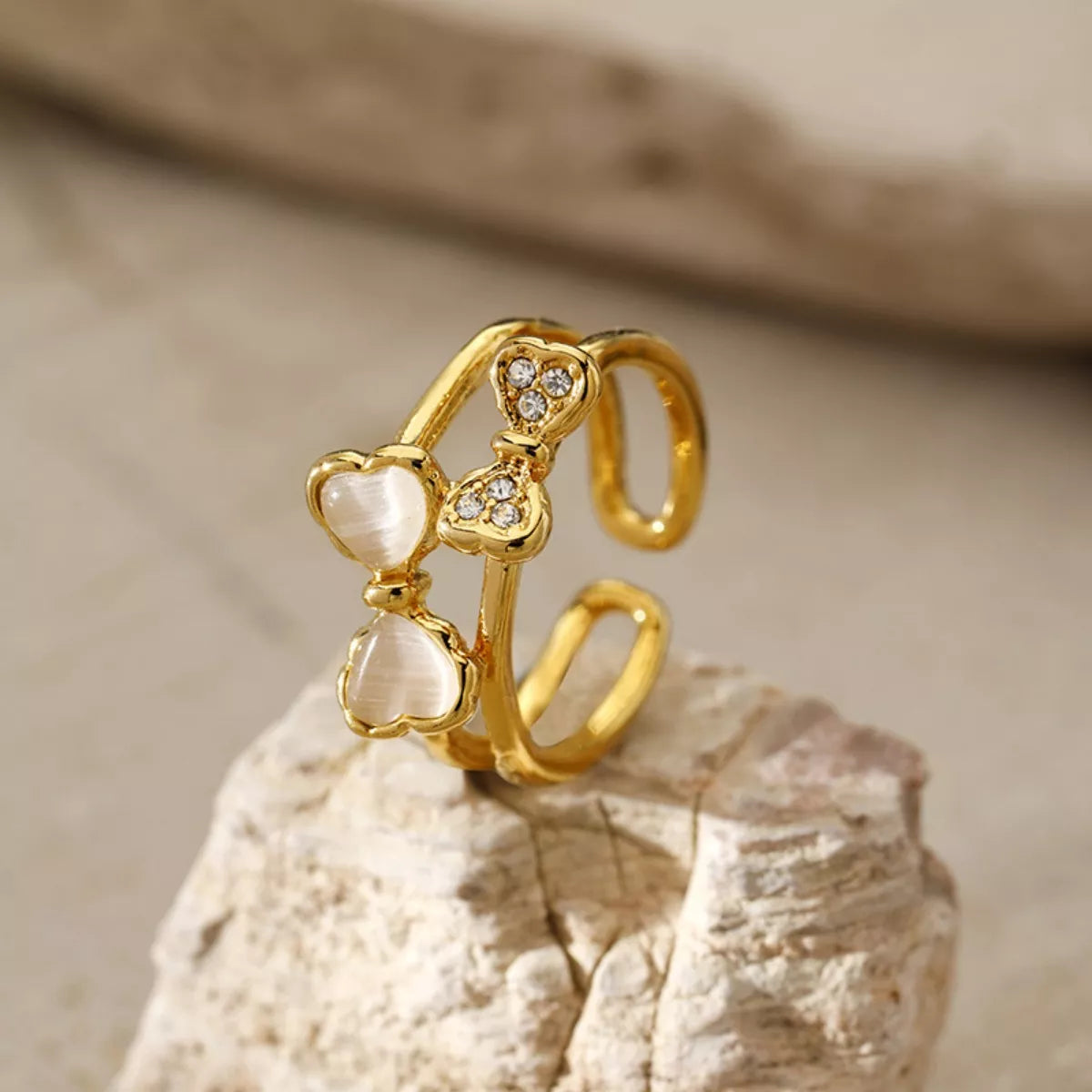 18K gold-plated bow open ring by Shopimist, featuring a delicate bow design and sleek open band style.