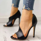 Shopimist open toe stiletto sandals with sleek straps and high heels, perfect for stylish summer or evening wear.