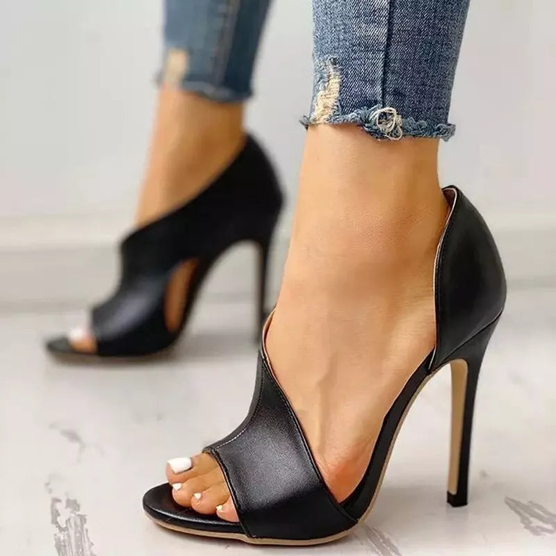 Shopimist open toe stiletto sandals with sleek straps and high heels, perfect for stylish summer or evening wear.