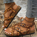 Leopard buckle platform sandals by Shopimist featuring animal print straps and chunky heel for trendy summer style.