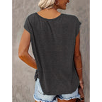 Two FitiqueFit streetwear V-neck tee tops with colorful wildflower graphic prints, casual and stylish for everyday wear.
