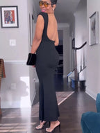 Backless cap sleeve maxi dress by Shopimist featuring a flowing silhouette and elegant design, perfect for formal or summer occasions.